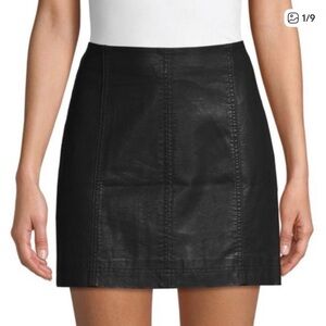 Free People Black Faux Leather Mini Skirt